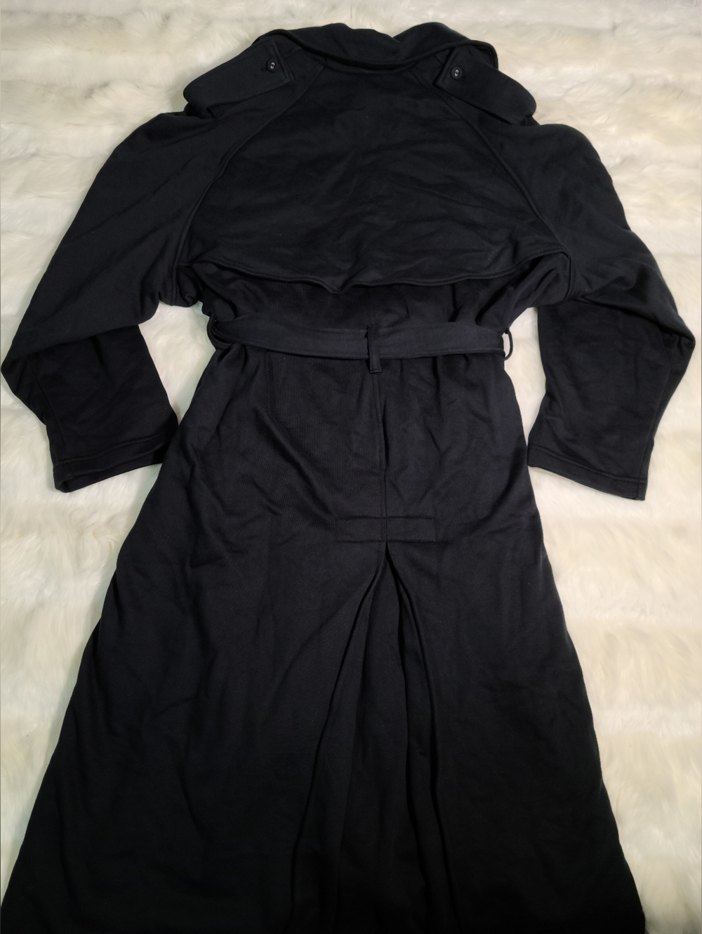 SKIMS Boyfriend Fleece Trench Coat Onyx Women X-Small NEW - Picture 2 of 4